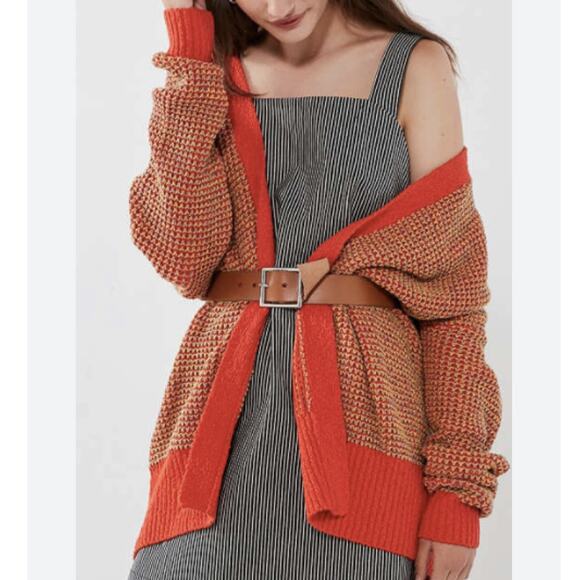 Urban Outfitters Women's Size XS Orange Knit Open Front Slouchy Sweater - Picture 1 of 10